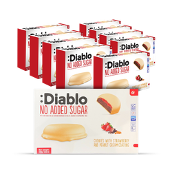 Diablo No Added Sugar Cookies Strawberry and Peanut Cream Coating 100g Pack of 9