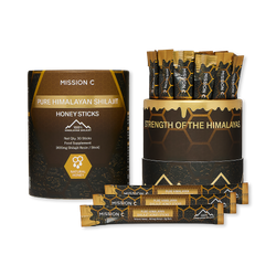Mission C Pure Himalayan Shilajit Resin Honey Sticks with Natural Honey & Saffron - 30 Pack