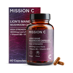 Mission C Lion’s Mane Capsules 8000mg with Vitamin B6 & B12 60 Vegan Capsules