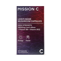 Mission C Lion’s Mane Capsules 8000mg with Vitamin B6 & B12 60 Vegan Capsules