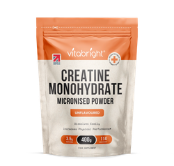VitaBright Creatine Powder 3.5g per serving - 400g pouch - 114 servings of Pure Creatine Monohydrate Powder