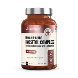 VitaBright Myo-Inositol D-Chiro-Inositol with Chromium, Folic Acid & B6 - 4000mg per Serving - 120 Tablets