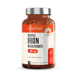 VitaBright Iron Bisglycinate - 28mg per Serving - 180 Gentle Iron Tablets