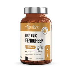 VitaBright Organic Fenugreek - 2250mg Per Serving - 180 Capsules