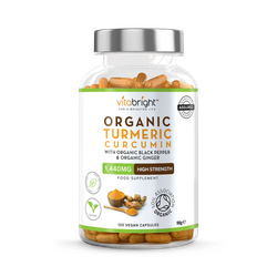 VitaBright Organic Turmeric, Ginger and Black Pepper Capsules - 1440mg per Serving - 120 Capsules