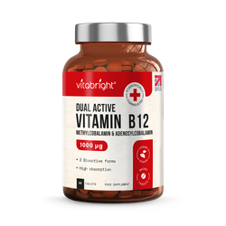 VitaBright Methylated Vitamin B12 Tablets Dual Active - 1000mcg - 60 Tablets