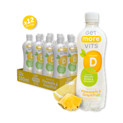 Get More Vitamin D Sparkling Pineapple & Grapefruit 12x500ml