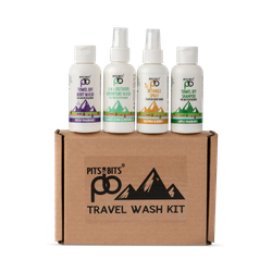 Pits and Bits Travel Wash Kit Rinse free wash kit No Rinse shampoo and body wash 100ml