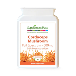 Supplement Place Cordyceps Mushroom 500mg | 50% Polysaccharides | 60 Capsules