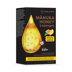 Melora Manuka 525 MGO Lozenges - Lemon & Propolis 12 Lozenges