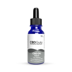 CBD Guru CBD Oil Drops 500mg 10ml - Natural Flavour Broad Spectrum CBD 5% for Sleep & Anxiety Support
