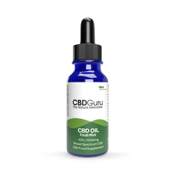 CBD Guru CBD Oil Drops 1000mg 10ml - Fresh Mint Flavour Broad Spectrum CBD 10% for Sleep & Anxiety Support(Packaging may vary)