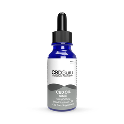 CBD Guru CBD Oil Drops 1000mg 10ml - Natural Flavour Broad Spectrum CBD 10% for Sleep & Anxiety Support
