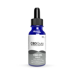 CBD Oil Drops 2000mg by CBD Guru - High Purity Natural Flavour with Naturally Sourced MCT Oil, 20% CBD, Supports Sleep & Anxiety, THC-Free, 10ml (18+)