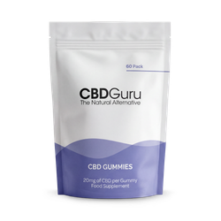 CBD Guru Vegan CBD Gummies 20mg 60 Pack - Mixed Fruit Flavour Broad Spectrum CBD Vegan Gummy Bears, 1200mg Total CBD