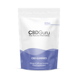 CBD Guru CBD Gummies 20mg 60 Pack - Mixed Fruit Flavour Broad Spectrum CBD Gummy Bears, 1200mg Total CBD