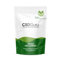 CBD Guru Vegan CBD Gummies 20mg 30 Pack - Mixed Fruit Flavour Broad Spectrum CBD Vegan Gummy Bears, 600mg Total CBD