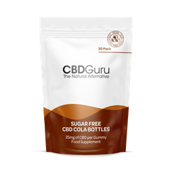 CBD Guru Sugar Free CBD Cola Bottles 25mg 30 Pack - Cola Flavour Broad Spectrum CBD Bottles for Sleep & Anxiety Support, 750mg Total CBD