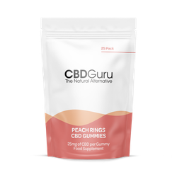 CBD Guru CBD Peach Rings 25mg 25 Pack - PeachFlavour Broad Spectrum CBD Bottles for Sleep & Anxiety Support, 750mg Total CBD
