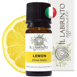 Il Labirinto Officinale Lemon Essential Oil - Pure Italian Food Grade Lemon Essential Oil for Diffusers and Humidifiers for Aromatherapy, Refreshing Scent, Vegan and Pure Organic Formula - 10 ml