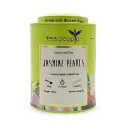 Tea People Jasmine Pearls - Loose Leaf Green Tea - 100g Tin Caddy