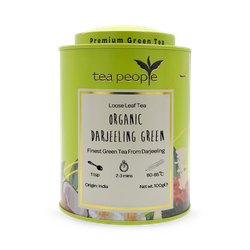 Tea People Organic Darjeeling Green - Loose Leaf Green Tea - 100g Tin Caddy