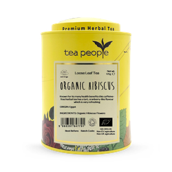 Tea People Organic Hibiscus - Loose Leaf Herbal Tea - 125g Tin Caddy