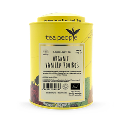 Tea People Organic Vanilla Rooibos - Loose Leaf Herbal Tea - 125g Tin Caddy
