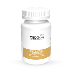 CBD Guru CBD Soft Gel Capsules 25mg Gold Standard THC Free CBD Capsules - 750mg Triple Lab Certified Soft Gels Made with Naturally Grown Ingredients - 30 pack