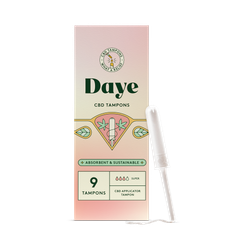 Daye CBD-Enhanced Tampons Super | 9ct  | Pesticide & Metal Tested, Organic Cotton with CBD Comfort Coating | No-Shed Sleeve, Sugarcane Applicator