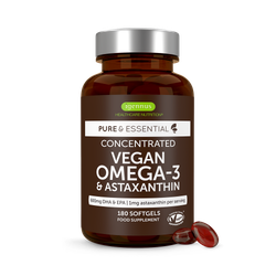 Concentrated Vegan Omega-3 Algae Oil, 400mg DHA, 200mg EPA & Astaxanthin, 180 Softgels