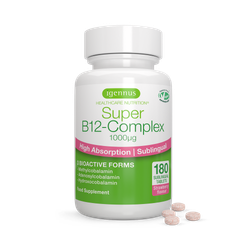 Igennus High-Absorption Super Vitamin B12 Complex, 3 Forms, 1000mcg Sublingual Melts, 180 Tablets
