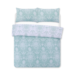 Chatsworth Reversible Duvet Cover Set (Damask Baroque Duck Egg)