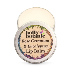 Holly Botanic Natural Lip Balm | Rose Geranium & Eucalyptus | 14g