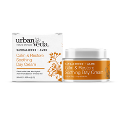 Urban Veda Soothing Sandalwood Day Cream, Ayurvedic Face Moisturiser for Delicate, Normal to Dry Skin 50ml