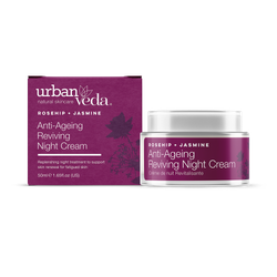 Urban Veda Reviving Renewal Night Cream, Ayurvedic Rose Damask & Arjuna Face Moisturiser for Mature, Dry Skin 50ml