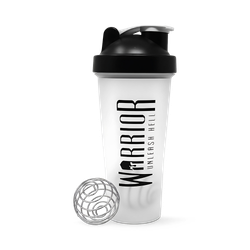 Warrior Protein Shaker Bottle, 600ml Leakproof BPA-Free Gym Shaker with Wire Mixing Ball, Clear