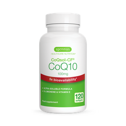 High Absorption CoQ10 100mg CoQsol-CF with Vitamin E & D-Limonene, 120 Softgels