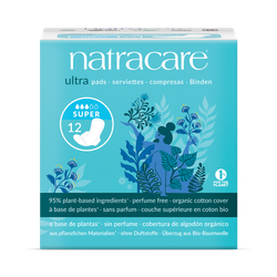 Natracare Ultra Pads with wings 12 Count | Super Absorbency | Pack of 1