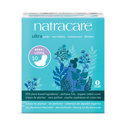 Natracare Ultra Pads with wings 10 Count | Long/Night Pads | Pack of 1