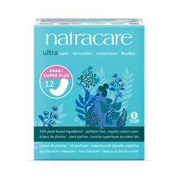 Natracare Ultra Pads without wings 12 Count | Super Plus Absorbency | Pack of 1