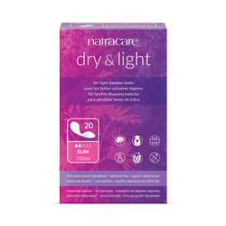 Natracare Dry & Light incontinence Pads without wings 20 Count | Slim | Pack of 1