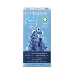 Natracare Applicator Tampons with Biodegradable Cardboard Applicator 16 Count | Certified Organic cotton| Super Absorbency | Toxin-Free, Plastic-Free| Pack of 1