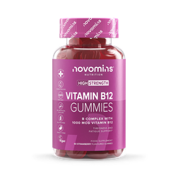 Novomins B12 Strawberry Flavour Vitamins 60 Gummies 30 Days Supply