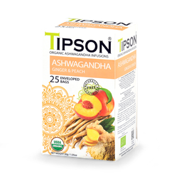 Tipson Organic Ashwagandha Ginger & Peach (25 Enveloped Tea Bags)