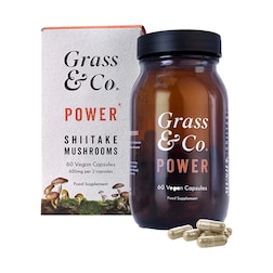 Grass & Co. POWER Shiitake Mushrooms with Holy Basil + Iron 60 Vegan Capsules