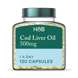 Holland & Barrett Pure Cod Liver Oil 500mg 120 Capsules