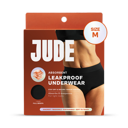 Jude Absorbent Leak Proof Underwear, Black, High Waist, Size Medium