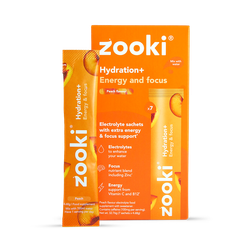Zooki Hydration+ Energy & Focus, Peach Flavour 7 Sachets