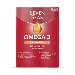 Seven Seas Omega-3 Fish Oil & Vitamin D Plus Turmeric 30 Tablets & 30 Capsules (1 Month Supply)